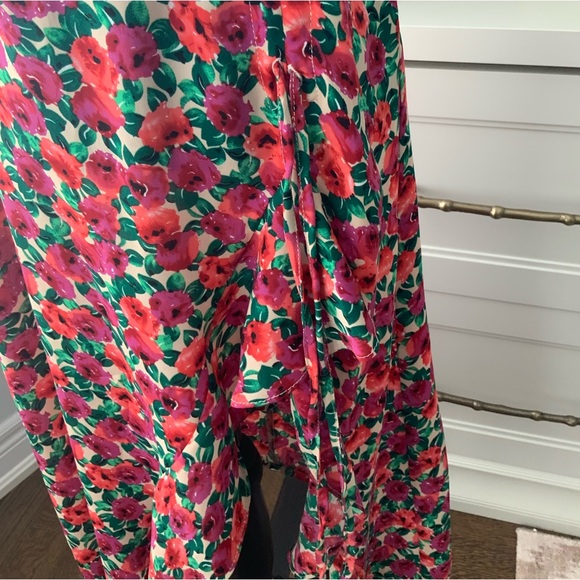 OLIVIA + JAMES Floral Red Pink Purple Midi Sleeveless V-Neck Dress Size Small - Picture 11 of 16